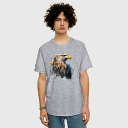 Футболка оверсайз мужская Акварельный орел в брызгах краски, цвет: меланж — фото 2