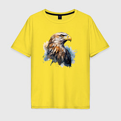 Футболка оверсайз мужская Акварельный орел в брызгах краски, цвет: желтый