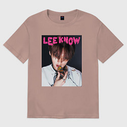 Футболка оверсайз мужская Lee Know Rock Star Stray Kids, цвет: пыльно-розовый