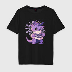 Мужская футболка оверсайз Фиолетовый дракон в свитере