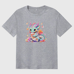 Мужская футболка оверсайз Маленький милый дракончик