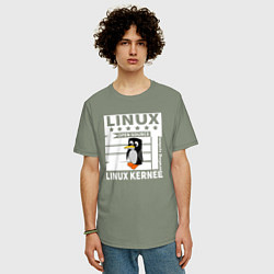 Футболка оверсайз мужская Пингвин программист системы линукс, цвет: авокадо — фото 2