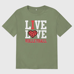 Мужская футболка оверсайз Жить и любить волейбол