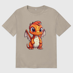 Мужская футболка оверсайз Милый маленький новогодний дракон 2024