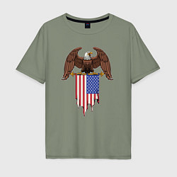 Футболка оверсайз мужская США орёл, цвет: авокадо