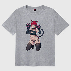 Мужская футболка оверсайз Макима милый котик