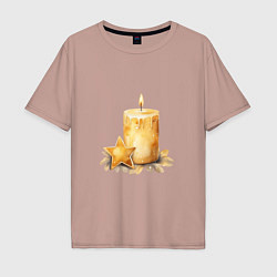 Мужская футболка оверсайз Праздничная свеча