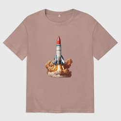 Мужская футболка оверсайз Взлет космической ракеты