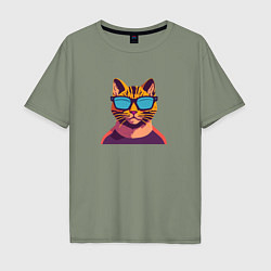 Мужская футболка оверсайз Модный кот