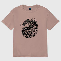 Мужская футболка оверсайз Японский дракон - ирезуми