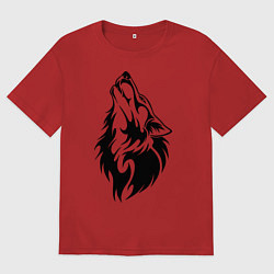 Мужская футболка оверсайз Воющий волк