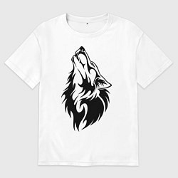 Мужская футболка оверсайз Воющий волк