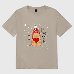 Мужская футболка оверсайз Капибара с сердцем: я люблю