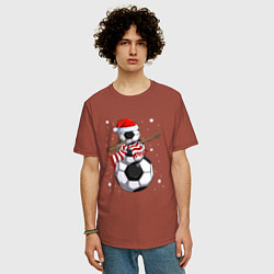Футболка оверсайз мужская Soccer snowman, цвет: кирпичный — фото 2