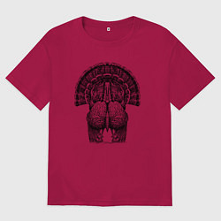 Футболка оверсайз мужская Индейка анфас, цвет: маджента