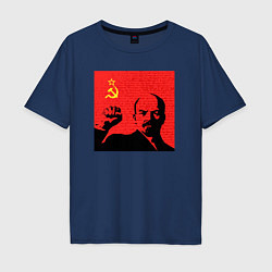 Футболка оверсайз мужская Lenin in red, цвет: тёмно-синий