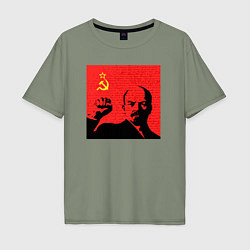 Футболка оверсайз мужская Lenin in red, цвет: авокадо