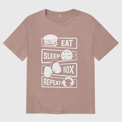 Футболка оверсайз мужская Еда сон бокс, цвет: пыльно-розовый