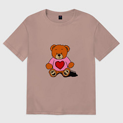 Мужская футболка оверсайз Плюшевый мишка с сердечком