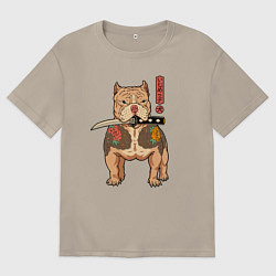 Мужская футболка оверсайз Питбуль якудза самурай