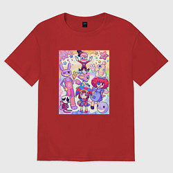 Футболка оверсайз мужская The amazing digital circus together, цвет: красный