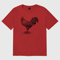 Футболка оверсайз мужская Петух, цвет: красный