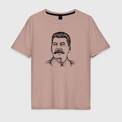 Футболка оверсайз мужская Сталин анфас, цвет: пыльно-розовый