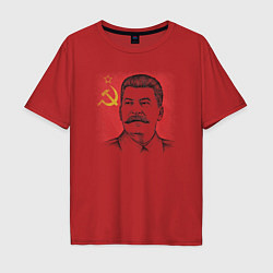 Футболка оверсайз мужская Сталин с флагом СССР, цвет: красный