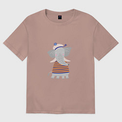 Футболка оверсайз мужская Слоник-моряк, цвет: пыльно-розовый