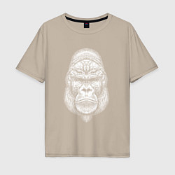 Мужская футболка оверсайз Морда серьезной гориллы