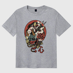 Мужская футболка оверсайз Демон - маска