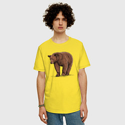 Футболка оверсайз мужская Бурый медведь гуляет, цвет: желтый — фото 2
