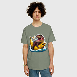 Футболка оверсайз мужская Членозавр Рекс, цвет: авокадо — фото 2