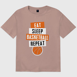 Футболка оверсайз мужская Eat sleep basketball, цвет: пыльно-розовый