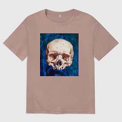 Футболка оверсайз мужская Картина черепа, цвет: пыльно-розовый