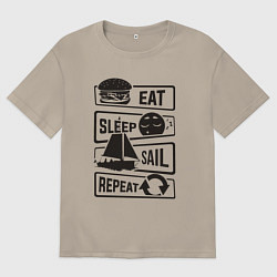 Мужская футболка оверсайз Есть спать яхтинг