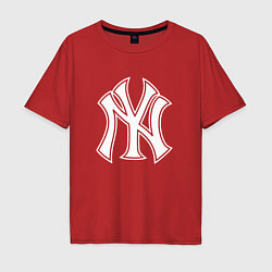 Футболка оверсайз мужская New York yankees - baseball logo, цвет: красный