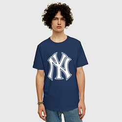 Футболка оверсайз мужская New York yankees - baseball logo, цвет: тёмно-синий — фото 2