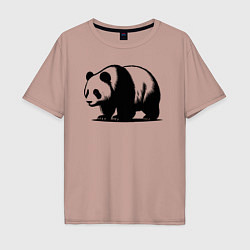 Мужская футболка оверсайз Стоящая чёрная панда