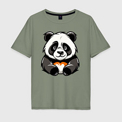 Мужская футболка оверсайз Милая панда лежит