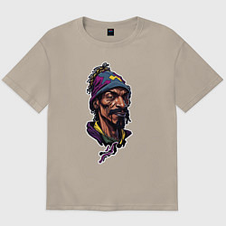 Футболка оверсайз мужская Snoop dogg head, цвет: миндальный
