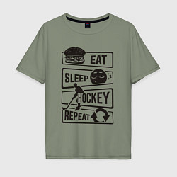 Мужская футболка оверсайз Eat sleep hockey