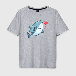 Мужская футболка оверсайз Акула с сердечками