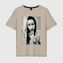 Мужская футболка оверсайз Marilyn Manson black and white