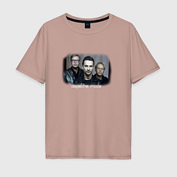 Футболка оверсайз мужская Depeche Mode - a band with Fletch, цвет: пыльно-розовый