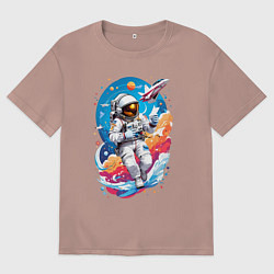 Мужская футболка оверсайз Космонавт в небе