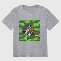 Мужская футболка оверсайз Мем капибара в очках и цилиндре стимпанк