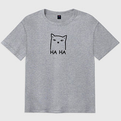 Футболка оверсайз мужская Cat ha ha black, цвет: меланж