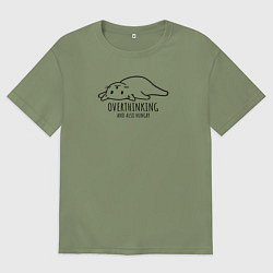 Футболка оверсайз мужская Overthinking and also hungry, цвет: авокадо