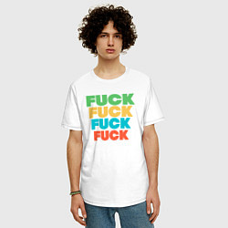 Футболка оверсайз мужская Fuck fuck, цвет: белый — фото 2